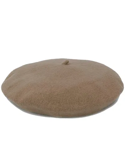 Celine Robert Knit Beret Hat In Beige