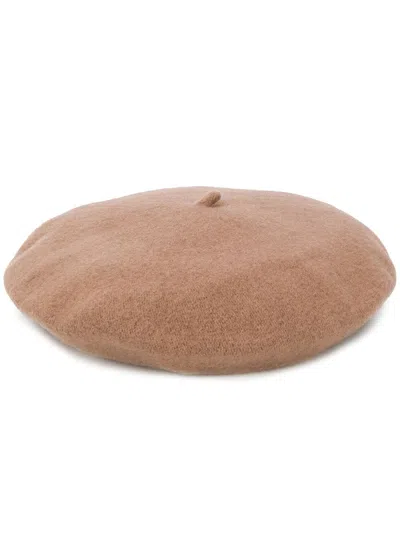 Celine Robert Knit Beret Hat In Taupe