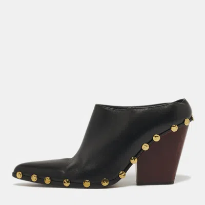 Pre-owned Celine Rodéo Size 38.5 Black Leather Mules