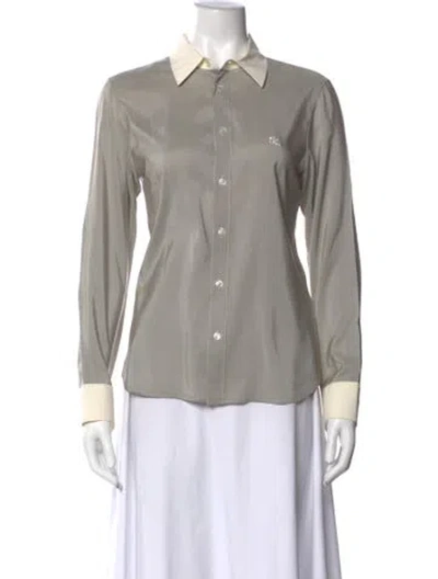 Pre-owned Celine Romy Silk Button-up Top In Gray
