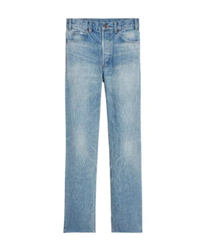 Celine Rough-edged Middle-waist Jeans In Blue