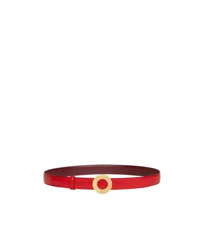 Celine Round Clasp And Reversible Belt In Red
