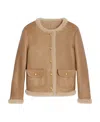 Celine Round Collar And Long-sleeved Leather Jacket In Nude