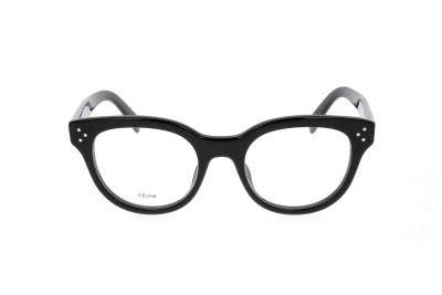 Celine Round Frame Glasses In Shiny Black
