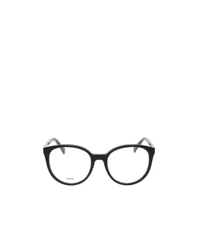 Celine Round-frame Stud-embellished Glasses In Black
