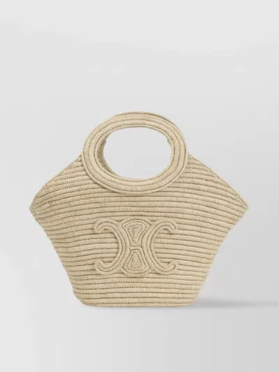 CELINE ROUND HANDLE WOVEN BASKET BAG