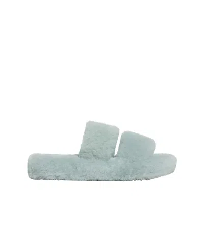 Celine Round Head Flat Slippers In Light Blue
