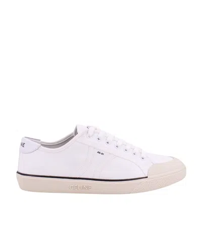 Celine Round Head Lace-up Casual Shoes In White