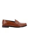 Celine Men Vivienne Leather Loafer With Perforated Triomphe Logo In Brown
