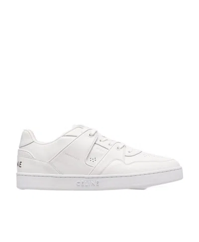 Celine Round Head Low Side Lace-up Shoes In White