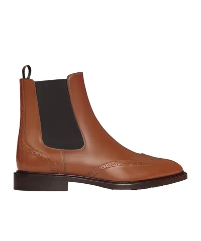Celine Round-head Short Boots In Brown