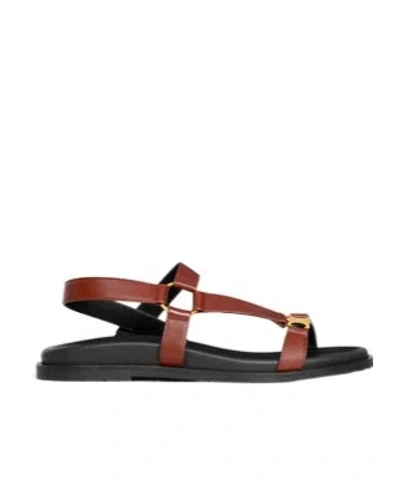 Celine Round-headed Flat Sandals In Brown