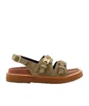 Celine Tippi Triomphe Suede Sandal In Brown