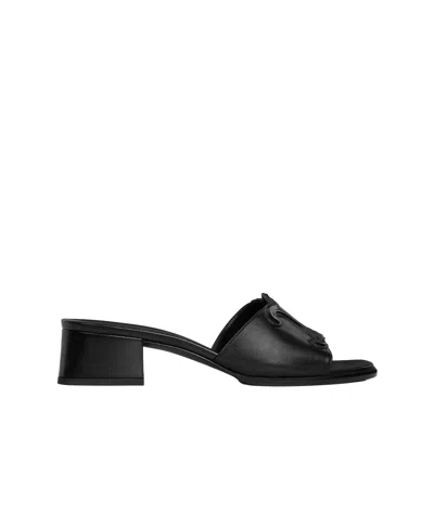 CELINE CELINE CLEMENCE MULE IN LAMBSKIN AND PATENT CALFSKIN