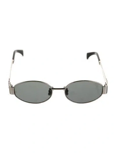Pre-owned Celine Round Mirrored Sunglasses In Silver