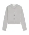 Celine Round Neck Cashmere Knitted Cardigan In Gray