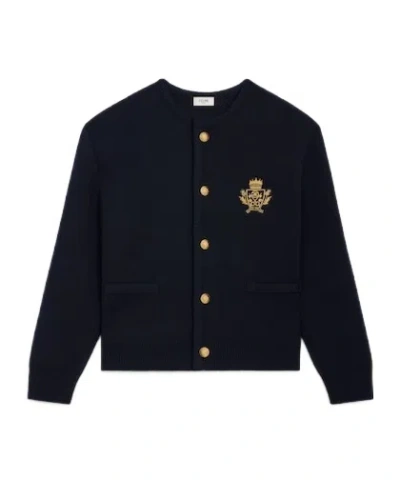 Celine Round Neck Long Sleeve Knitted Sweater In Black