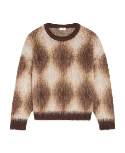 Celine Round Neck Long-sleeved Sweater In Brown