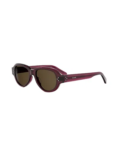 Celine Round Sunglasses, 52mm In Burgundy