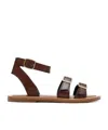 Celine Round Toe Flat Sandals In Brown