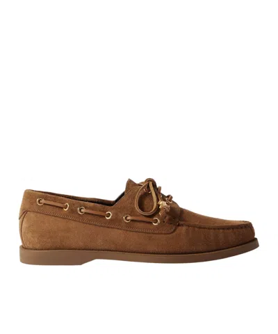 Celine Round Toe Loafers In Brown
