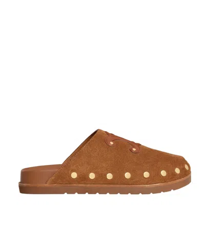Celine Round Toe Mules In Brown