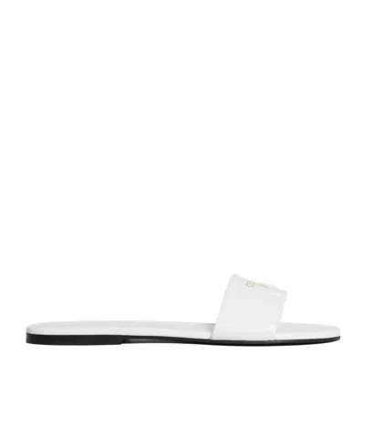 Celine Round-toe Slippers In White