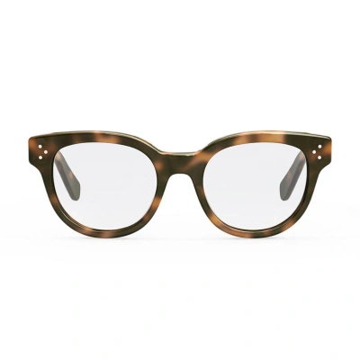 Celine Rounded Frame Glasses In Blonde Havana