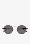 Celine Round-frame Logo Sunglasses In Gray