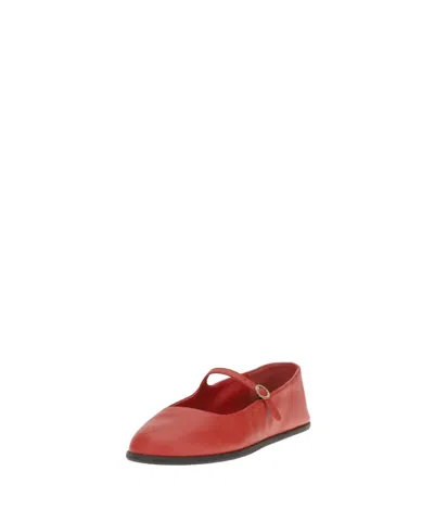 Celine Round-toe Flat Shoes In Pepper Red