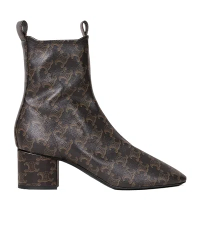 Celine Round-toe Short Boots In Multi