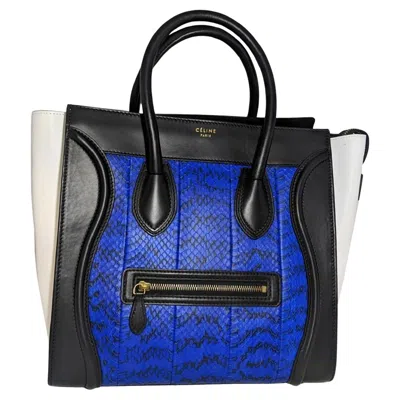 Pre-owned Celine Royal Blue Python Tricolor Mini Luggage Tote