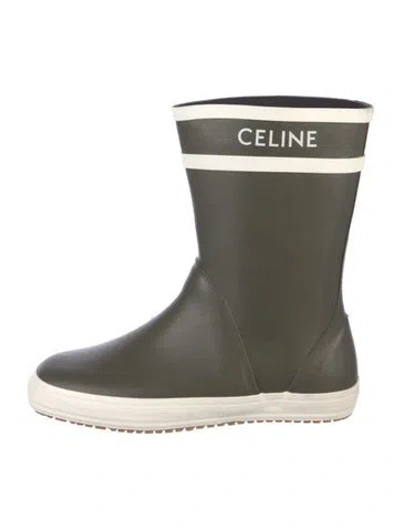 Pre-owned Celine Rubber Rain Boots In Green