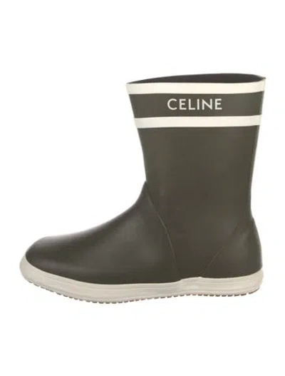 Pre-owned Celine Rubber Rain Boots In Green