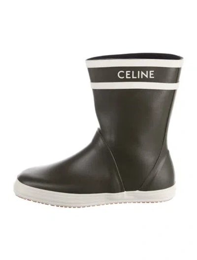 Pre-owned Celine Rubber Rain Boots In Green