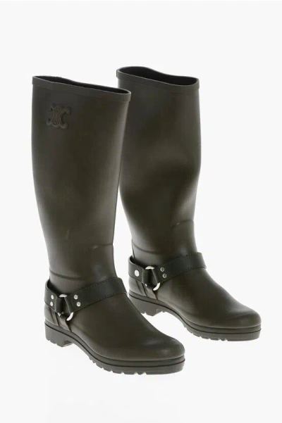 Celine Rubber Rain Boots With Biker Detail