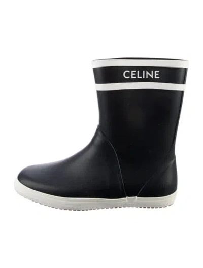 Pre-owned Celine Rubber Striped Rain Boots In Black