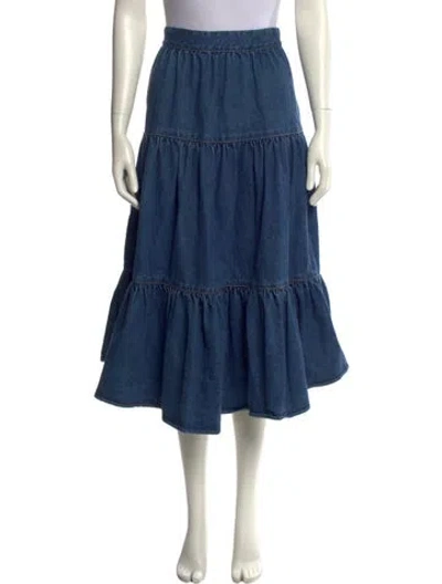 Pre-owned Celine Ruffle Embellishment Midi Length Skirt In Blue