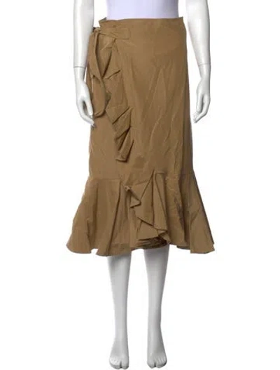 Pre-owned Celine Ruffle Embellishment Midi Length Skirt In Neutral