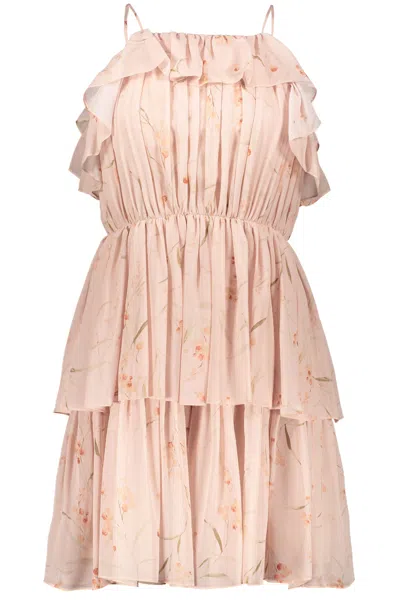 Celine Ruffled Mini Dress In Neutral