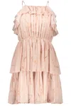 Celine Ruffled Mini Dress In Pink