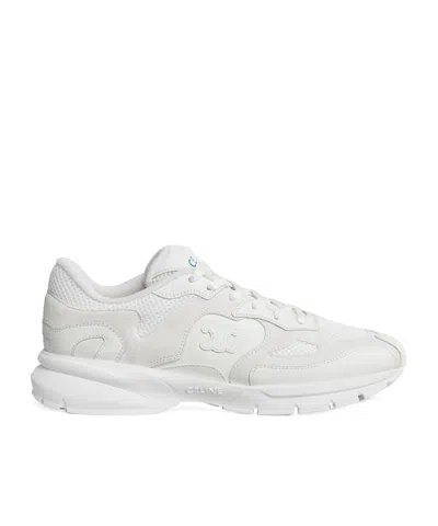 Celine Runner Sneaker In Calfskin, Suede Calfskin And Mesh In White