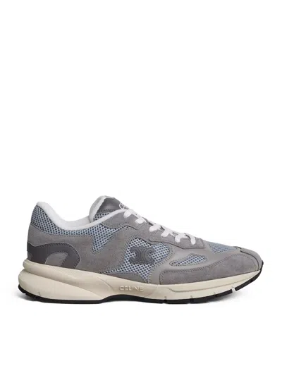 Celine Runner Sneaker In Calfskin, Suede Calfskin And Mesh In Grey