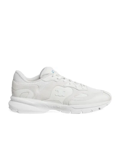 Celine Runner Sneaker In Calfskin, Suede Calfskin And Mesh In White