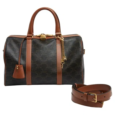 Pre-owned Celine Sac Main Gm Charms 2025 Boston Triomphe Canvas Hand Bag Strap Céline In Black