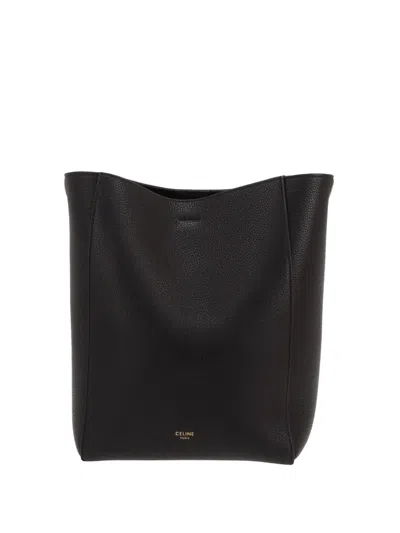 Pre-owned Celine Sac Sangle Grained Leather Handbag In Black