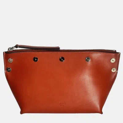 Pre-owned Celine Sailor Calfskin Clutch Bag In Red