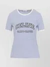 Celine Blue Crewneck Striped Logo T-shirt In Purple