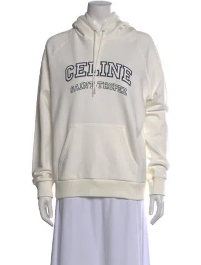 Pre-owned Celine Saint-tropez Graphic Print Hoodie In White