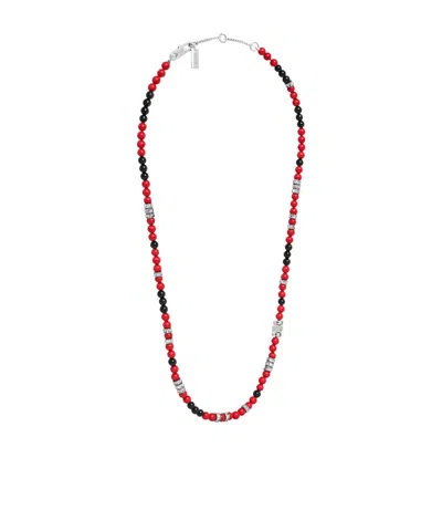 Celine San Onofre Triomphe Necklace In Onyx, Resin Pearls, Strass And Brass With Rhodium Finish